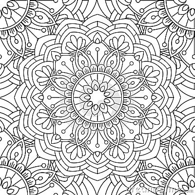 Doodles mandala seamless pattern Vector Illustration