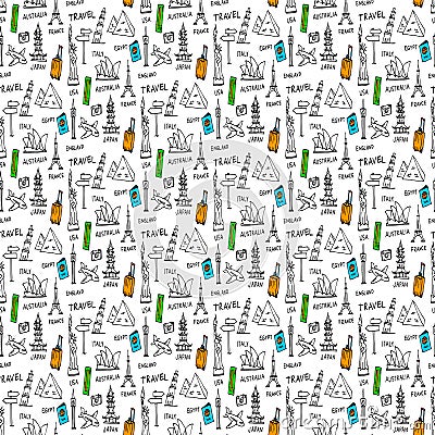 Doodles seamless pattern Stock Photo