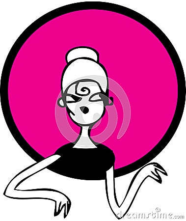 Doodles Strong Retro Woman Clip Art Stock Photo