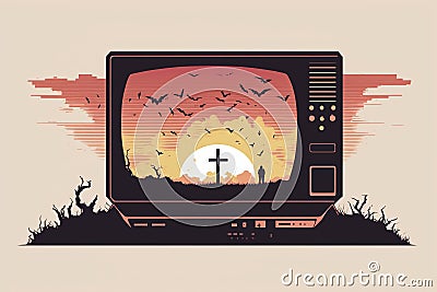 Doomscrolling minimalism, created with Generative AI technology Stock Photo