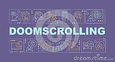 Doomscrolling word concepts dark blue banner Vector Illustration