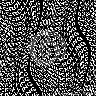 DOOMSCROLLING word warped, distorted, repeated, and arranged into seamless pattern background Cartoon Illustration