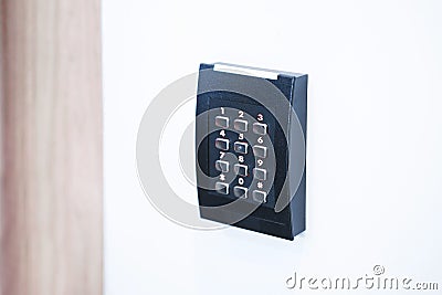Door access control keypad with keycard reader. Stock Photo