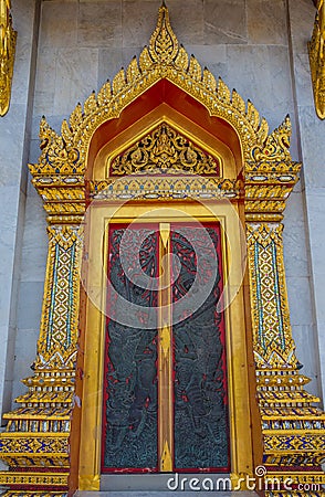 Door at Benjamabopit temple Stock Photo