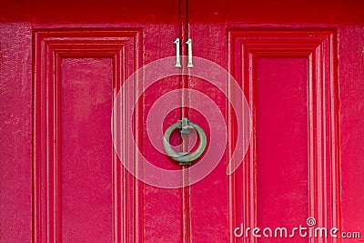 Door with bronze ornaments Stock Photo