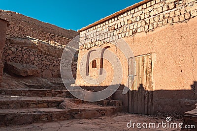 Door of a building in the ksar, Ait Benhaddou, Marrakesh, Morocco. Stock Photo