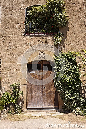 Door of the Castellvell church in Solsona, LLeida, Spain Stock Photo