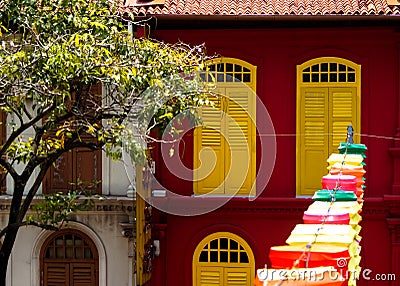 Door Close Home chinese style at china town singapore Stock Photo