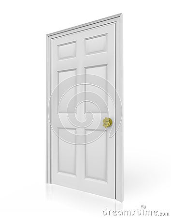 Door with Dollar Sign Doorknob Stock Photo