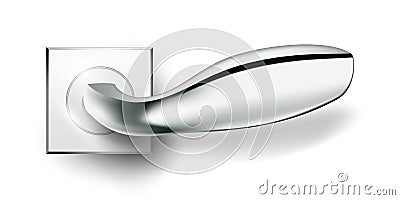 Door handle isolated on white background. Realistic chrome doorknob for home, hotel or office. Decorative silver Vector Illustration