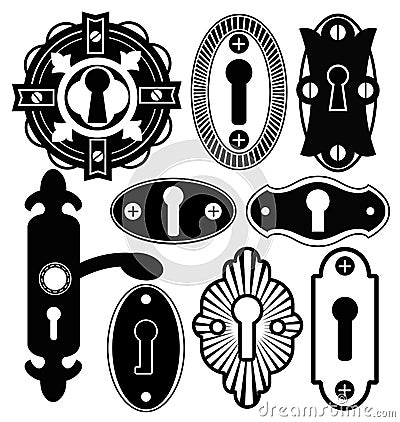 Door Handle Knob Latch Key Keyhole Vector Illustration