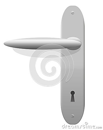 Door Handle Silver Chrome Metallic Iron Gray Doorknob Vector Illustration