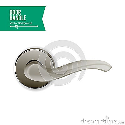 Door Handle Vector. Realistic Classic Element On White Background. Metal Door Handle Lock. Stock Illustration Vector Illustration