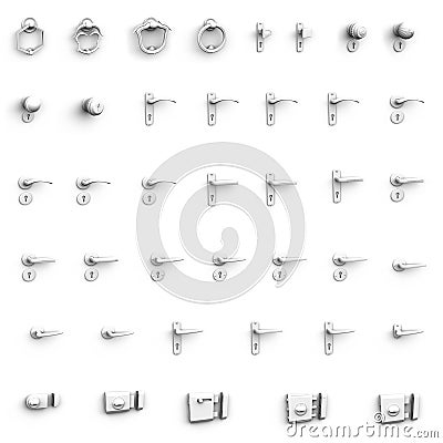 Door handles, locks and knob sets Stock Photo