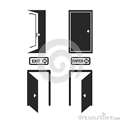 Door icons set Vector Illustration