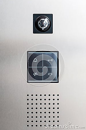 Door intercom with camera, access control Stock Photo