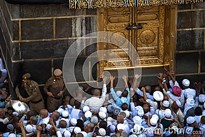 The door of the Kaaba - Multazam. Holy Kaaba. Editorial Stock Photo