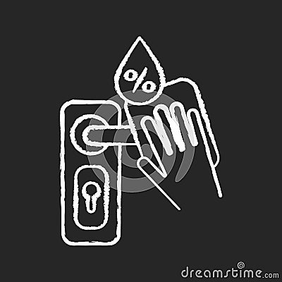 Door knob disinfection chalk white icon on black background Vector Illustration
