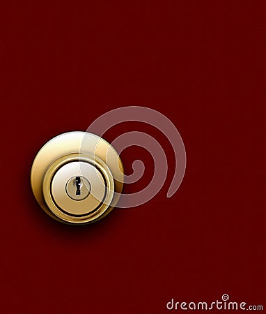 Door knob on red Stock Photo