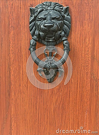 Door Knocker Lion Head detail Stock Photo