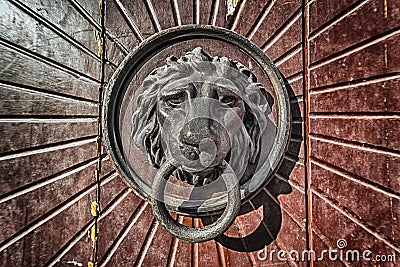 Door Knocker Lion Head Stock Photo