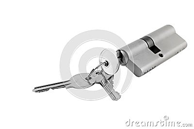 Door lock with keys Stock Photo