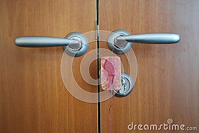 Door locked by seal Stock Photo