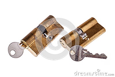 Door locks and keys Stock Photo