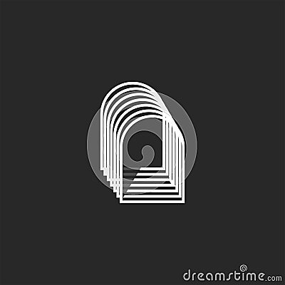 Door logo isometric shape, abstract doorway gate symbol, creative interior design logotype Vector Illustration