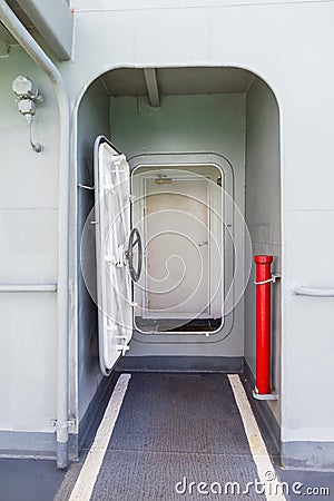 Door in marine ship Stock Photo