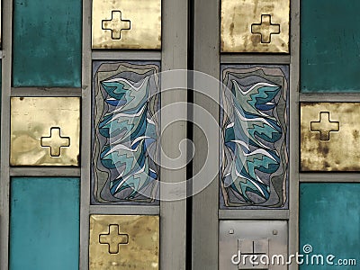 door Mexico city Basilica of Our Lady of Guadalupe Stock Photo