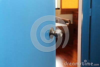 Door open to the bedroom Stock Photo