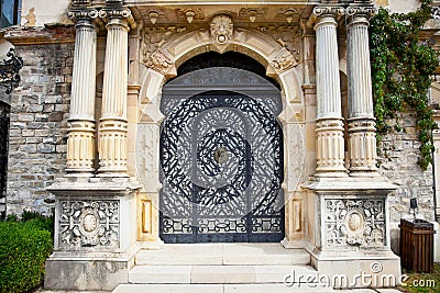 Door on Peles museum in Sinaia , Romania. Stock Photo