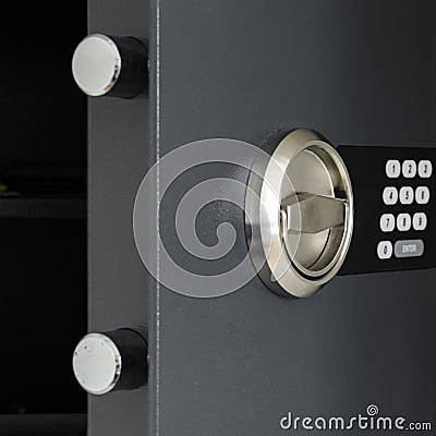 The door of the safe for money with a digital lock Stock Photo