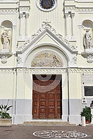 Door on Saint Francis of Paola church in Pizzo Calabro village in Calabria Stock Photo