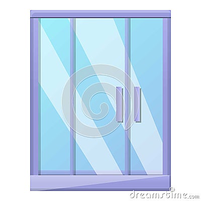 Door shower stall icon, cartoon style Vector Illustration