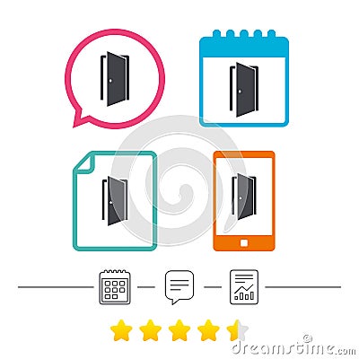 Door sign icon. Enter or exit symbol. Vector Illustration