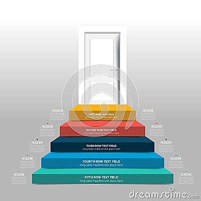 Door and stairs infographic, diagram, scheme, chart, template. Vector Illustration