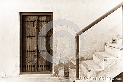 Door and stairway of traditional arabian house Stock Photo