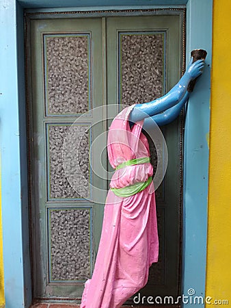 A Door with statua of a woman , Istanbul Turkey Stock Photo