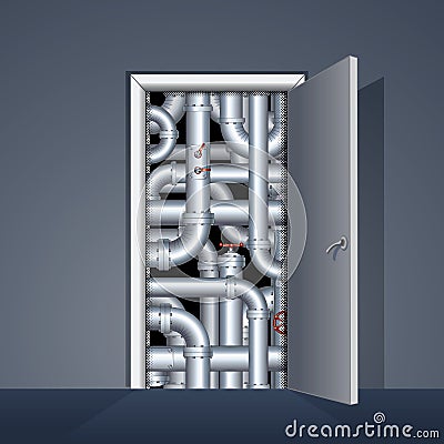 Door to Boiler Room Vector Illustration