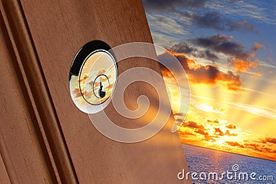 Open door to bright future Stock Photo