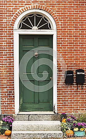 Door of a typical New England residential house Stock Photo