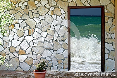 Door in vacations Stock Photo