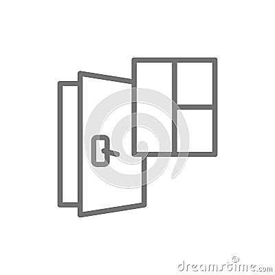 Door and window installation services, replacement line icon. Vector Illustration