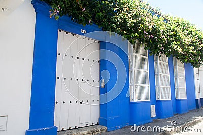 Door and windows in Cartagena, Colombia. Editorial Stock Photo