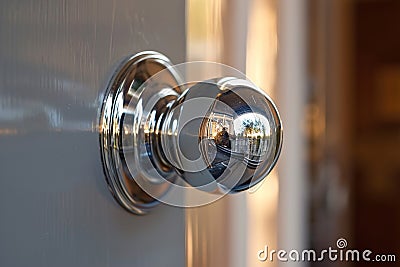 Doorknob Macro Shot: details, reflections Stock Photo