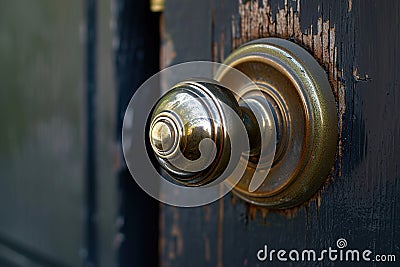 Doorknob Macro Shot: details, reflections Stock Photo