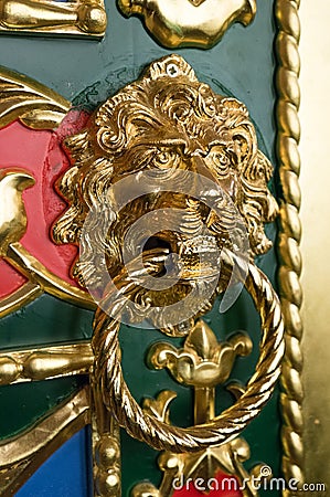 Doorknocker with head of lion Stock Photo