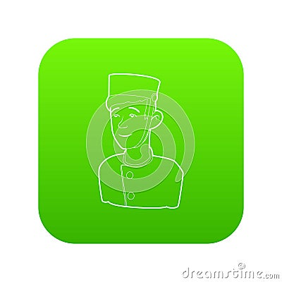 Doorman icon green vector Vector Illustration